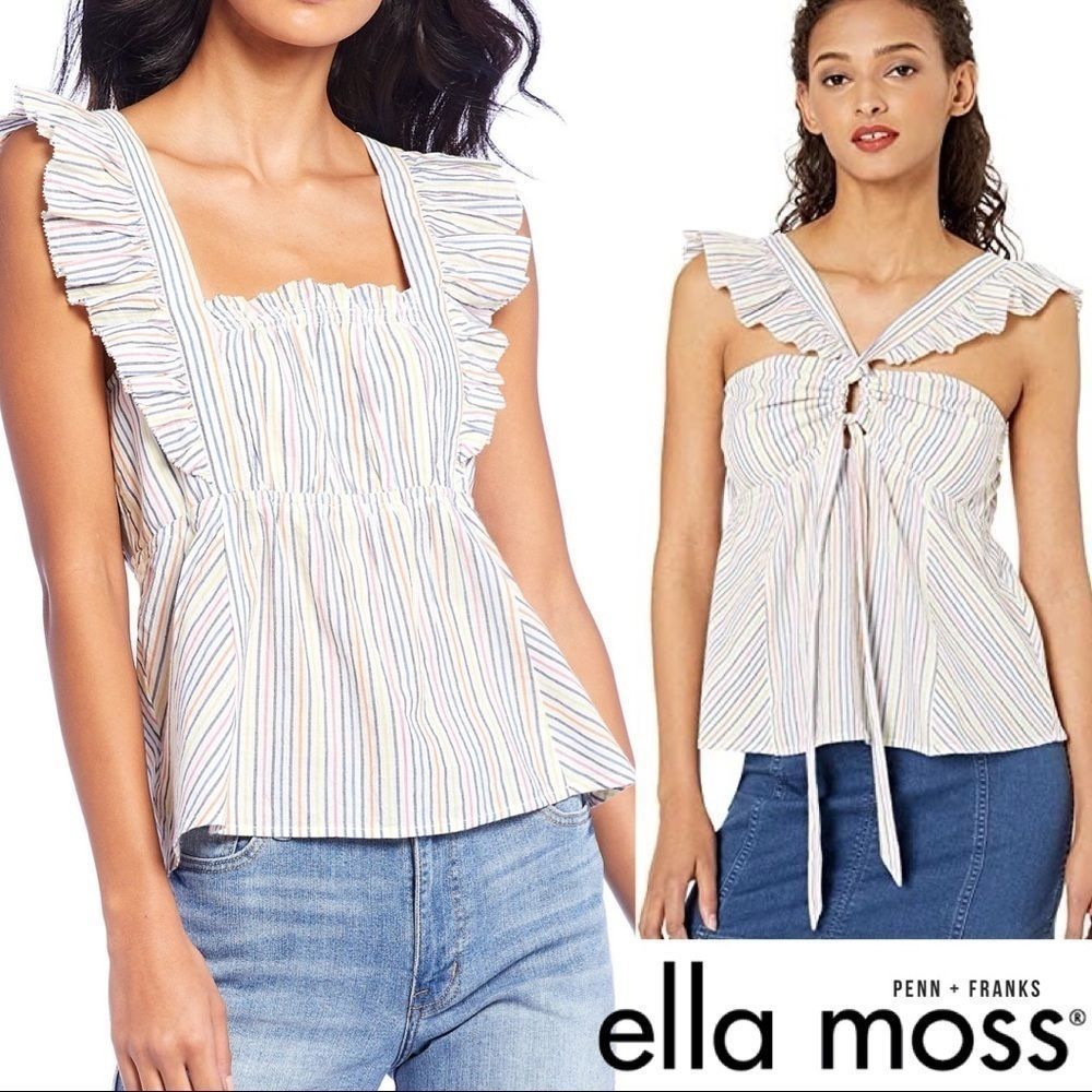 Ella Moss Carol Multi Striped Pastel Top NWT Me